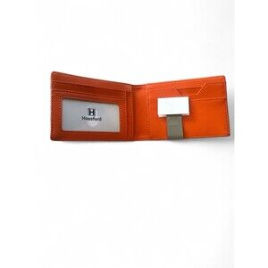 NEW Housfurd Men's Slim Wallet Black & Orange Money Clip Bifold RFID Blocking